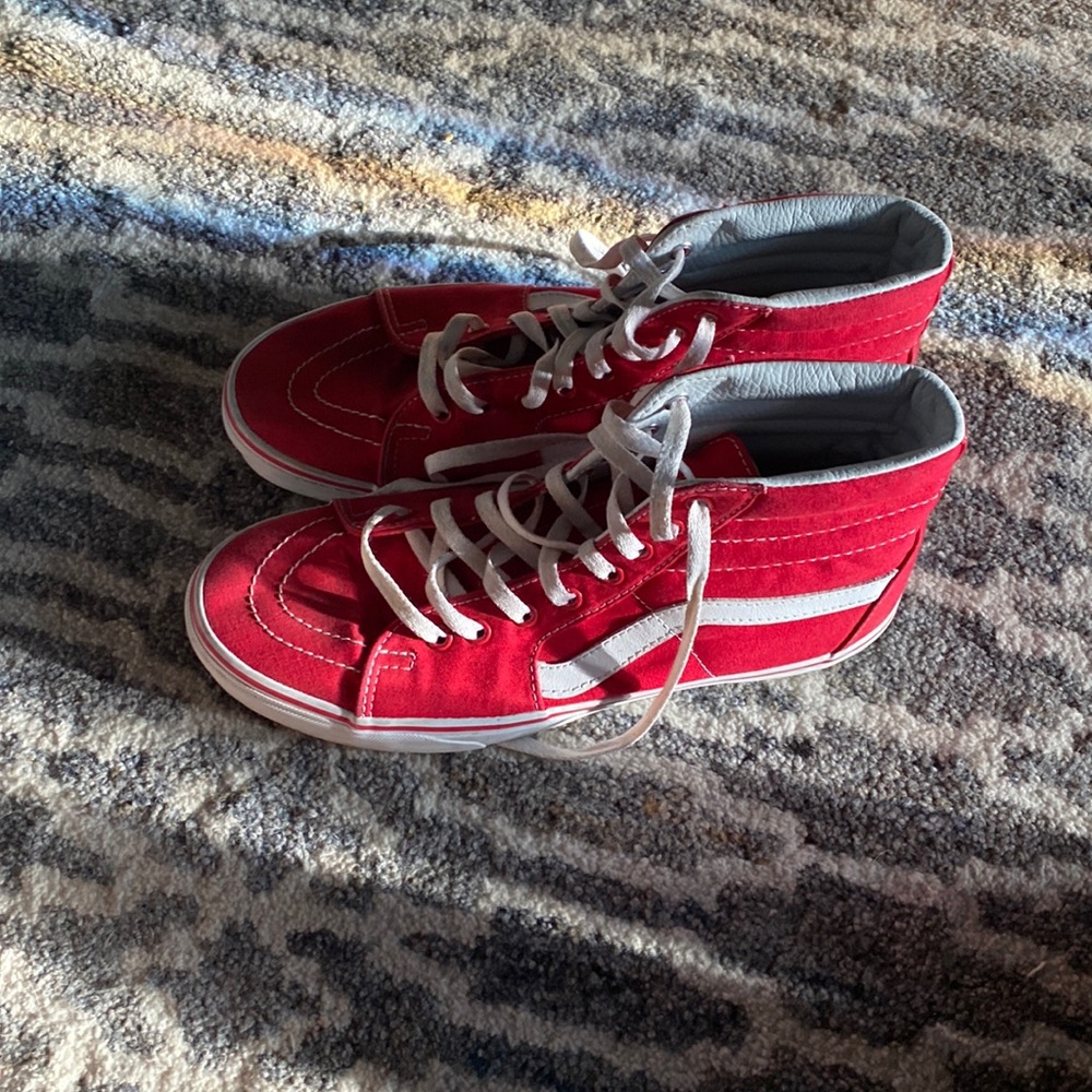 Red high top old school Vans